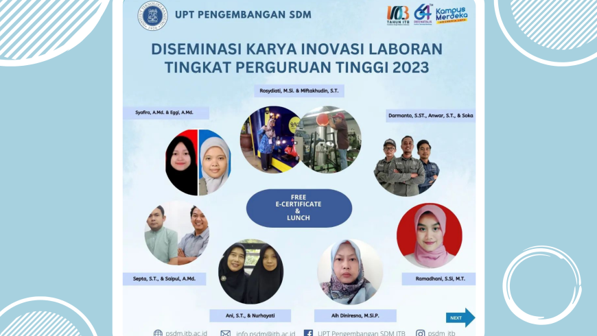 Seminar Hasil Penelitian Program Karya Inovasi Laboran 2023 di UPT PSDM ITB Berlangsung Sukses